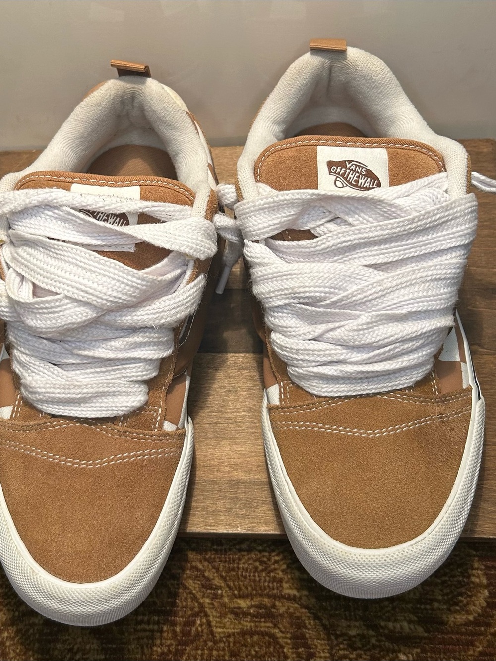 Vans Knu Skool Mega Check Suede / Canvas Brown / White Skate sneakers - Picture 2 of 15